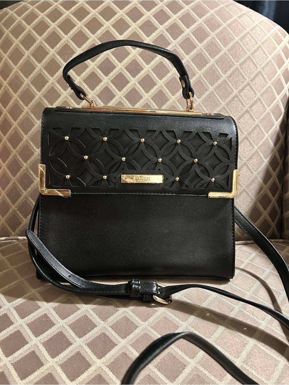 Dune London Black Satchel with Gold Hardware